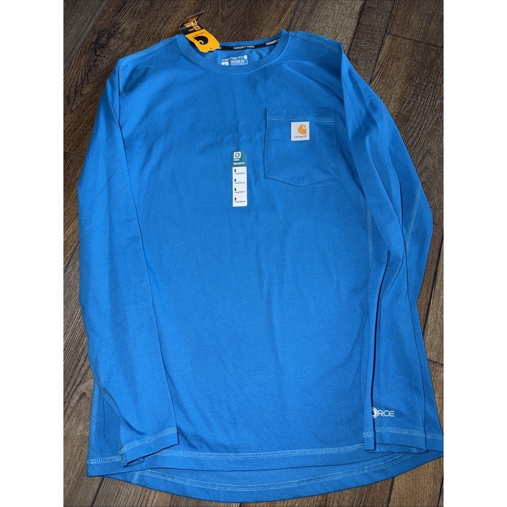 Carhartt Force Long Sleeve T‑Shirt Blue Relaxed Fit Women's Sm NWT Workwear Tee